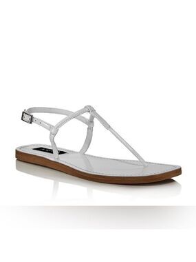 Nib AQUA Zen Patent Slingback Flat Sandals in White